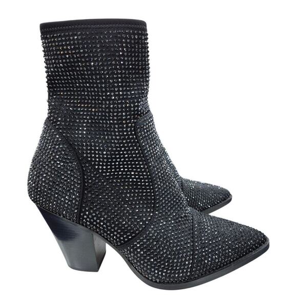 Michael Kors Women's Dover Heeled Bootie rhinestone black Sz 9 - Picture 4 of 7